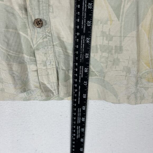 Island Republic 100% Silk Hawaiian Button Up Shirt Men's XL Relaxed Beige Yellow - Picture 7 of 8